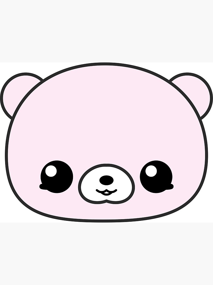 Pink Kawaii Bear Face Greeting Card