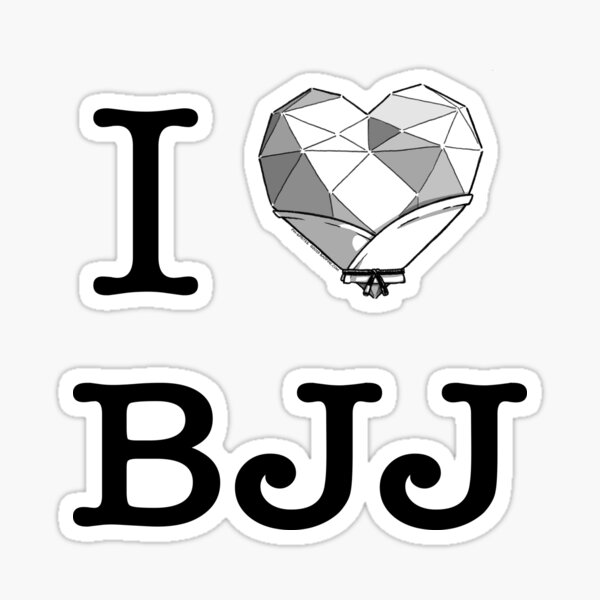 Pin-Sprites - I ❤️️ BJJ - Black and White Sticker