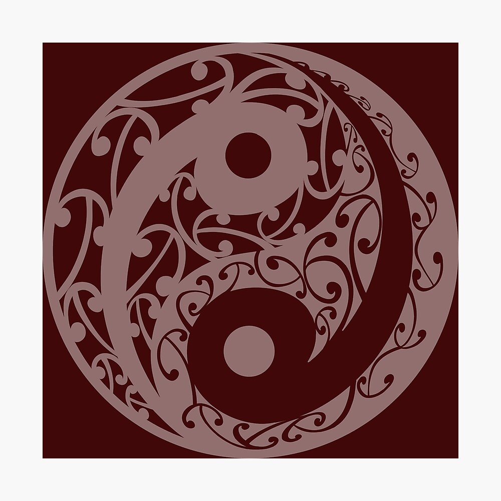 Yin and Yang in a Koru Pattern in light brown colour