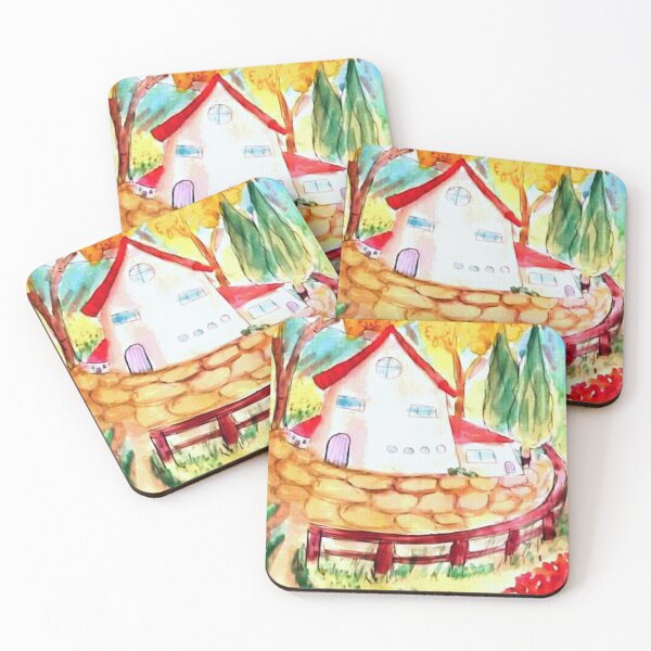 Item preview, Cute cottage illustration watercolor and ink designed and sold by horseaddicted.