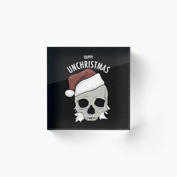 Happy Unchristmas - Dark Pandemic Santa Skull Humor Acrylic Block