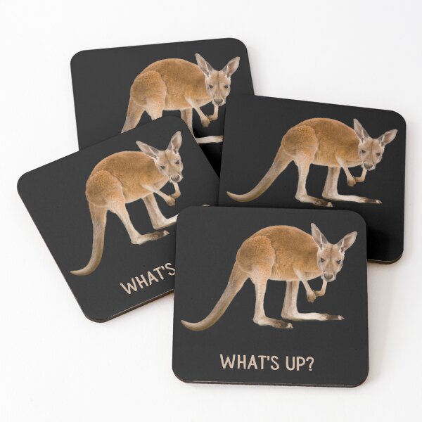 Item preview, What's up? Adult kangaroo. Light text. Dark background. designed and sold by JellyBeenzz.