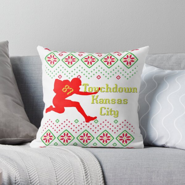 Kansas City Football #87 Ugly Christmas Sweater Touchdown Kansas City Throw Pillow