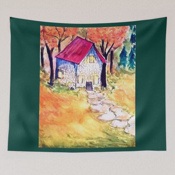 Item preview, Cute little cottage in autum designed and sold by horseaddicted.