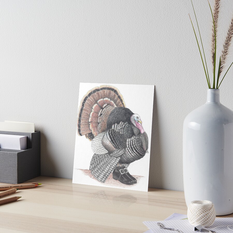 Turkey in Pilgrim shoes Art Board Print