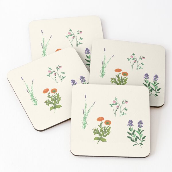 Item preview, Wild herbs botanical drawing wallpaper illustration designed and sold by Luaillustration.