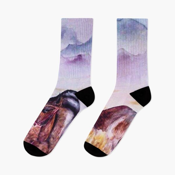 Item preview, Horse in the fields watercolor painting designed and sold by horseaddicted.