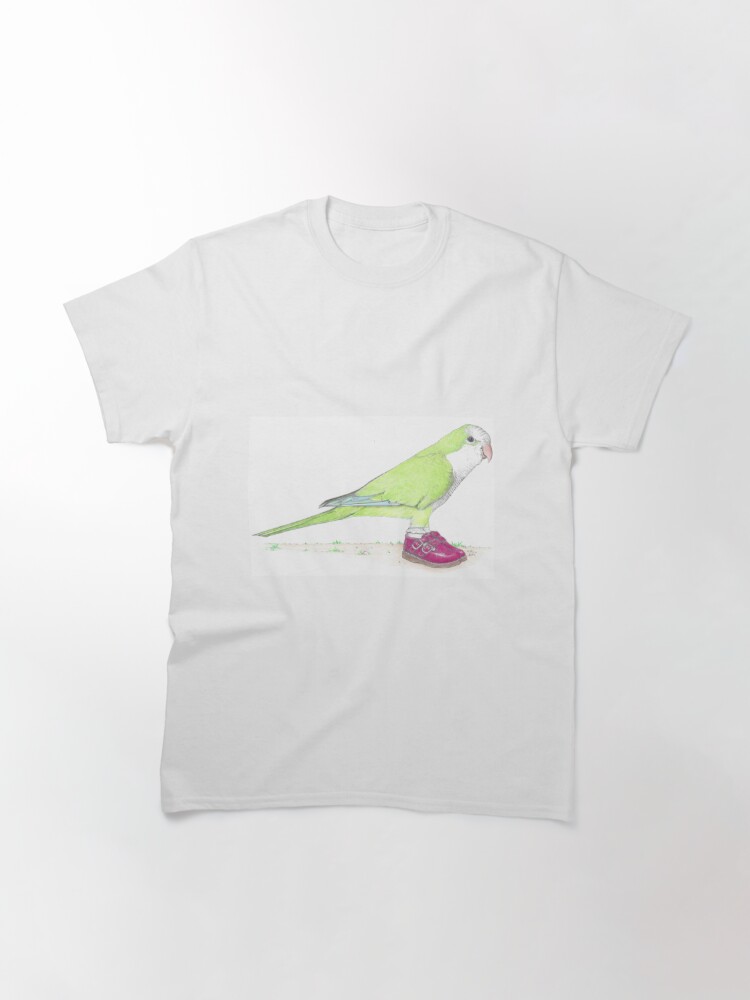 Classic T-Shirt, Quaker parrot in Mary Janes designed and sold by JimsBirds
