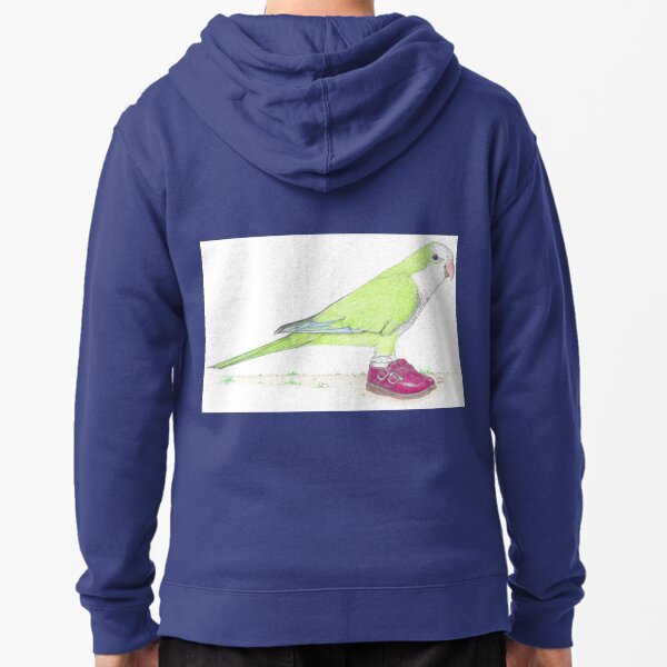 Quaker parrot in Mary Janes Zipped Hoodie