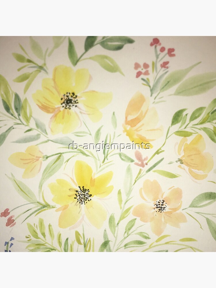 Thumbnail 7 of 7, Framed Art Print, Yellow and peach summer flowers designed and sold by rb-angiempaints.