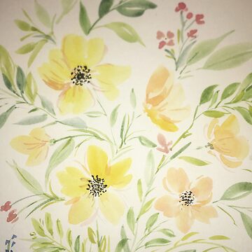 Artwork thumbnail, Yellow and peach summer flowers by rb-angiempaints