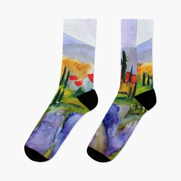 Item preview, Lavender field watercolor painting designed and sold by horseaddicted.