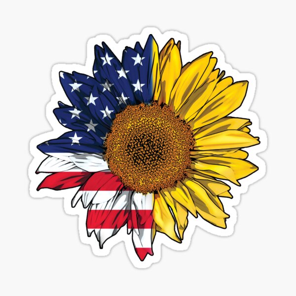 American Flag Sunflower Stickers Redbubble