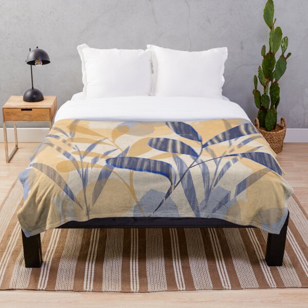 Item preview, Blue and Gold Leaves Modern Art Design designed and sold by NancyMerkle.