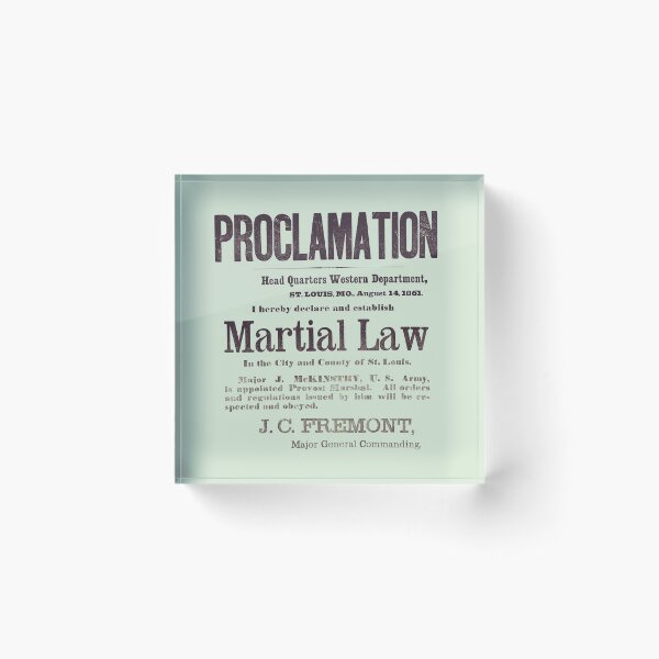 Item preview, Proclamation Of Martial Law by General Fremont - St. Louis 1861 designed and sold by warishellstore.