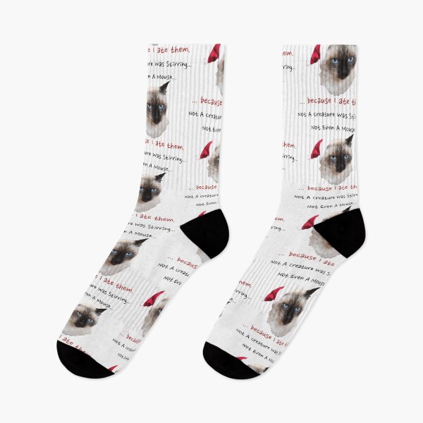 Item preview, Grumpy Christmas Cat Santa Hat Not A Creature Was Stirring Not Even A Mouse White designed and sold by MiaMioMeo.