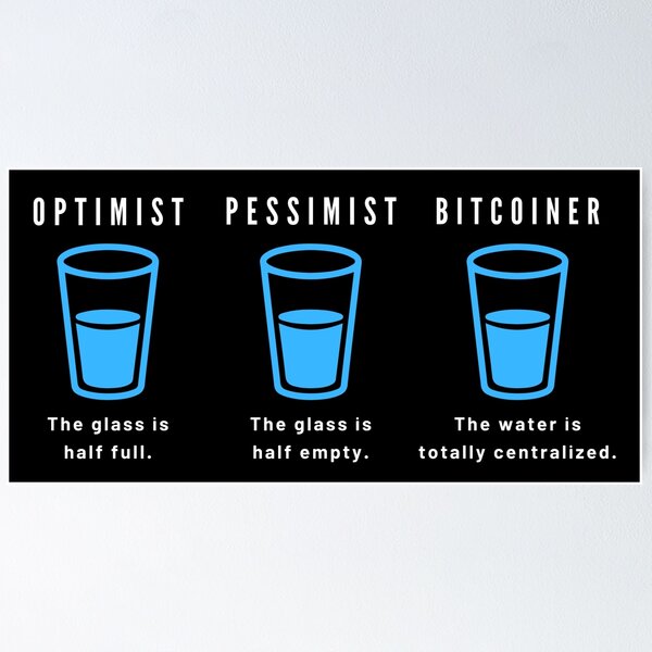 Item preview, Optimist - Pessimist - Bitcoiner - Glass of Water designed and sold by AeroAstro.