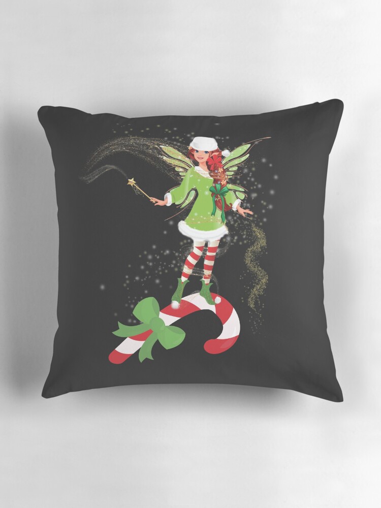 Thumbnail 3 of 4, Pillow, Fairy Merry and The Matching Candy Cane™ designed and sold by TeelieTurner.