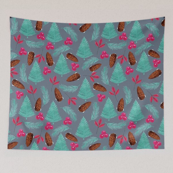 Item preview, Winter forest Christmas print cornflower blue designed and sold by Emma Kunz.