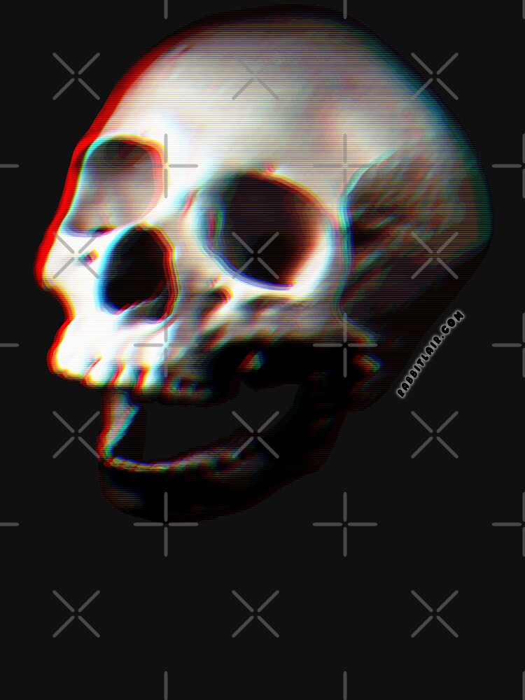 Glitched Anaglyph Skull - Grunge Screaming Skull by RabbitLair
