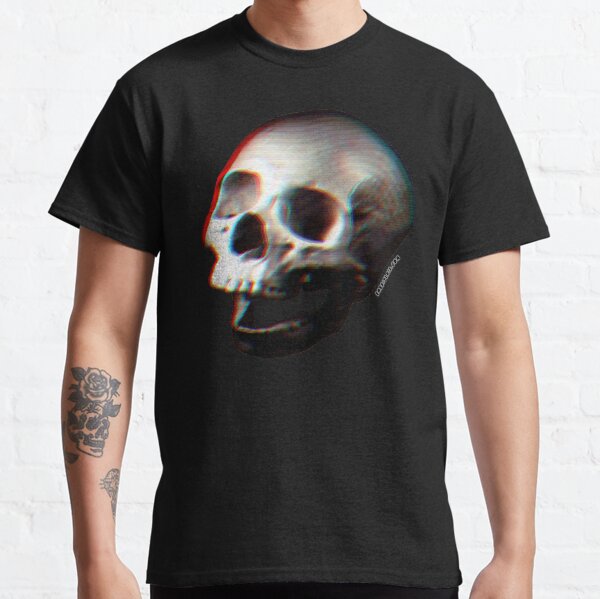 Glitched Anaglyph Skull - Grunge Screaming Skull Classic T-Shirt