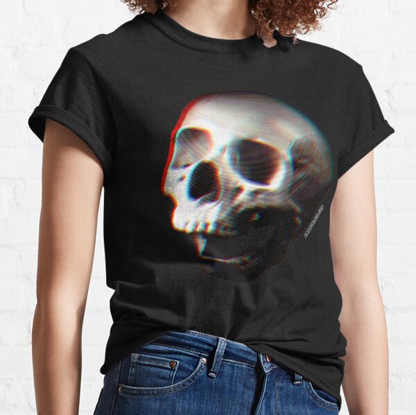 Glitched Anaglyph Skull - Grunge Screaming Skull Classic T-Shirt