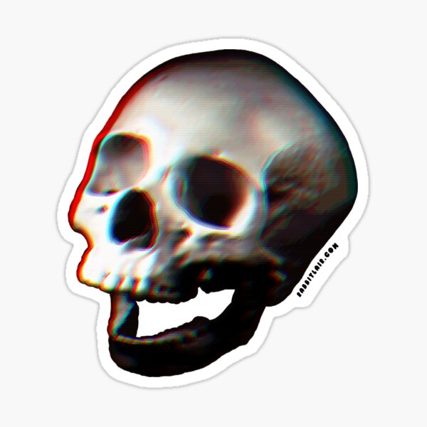 Glitched Anaglyph Skull - Grunge Screaming Skull Sticker