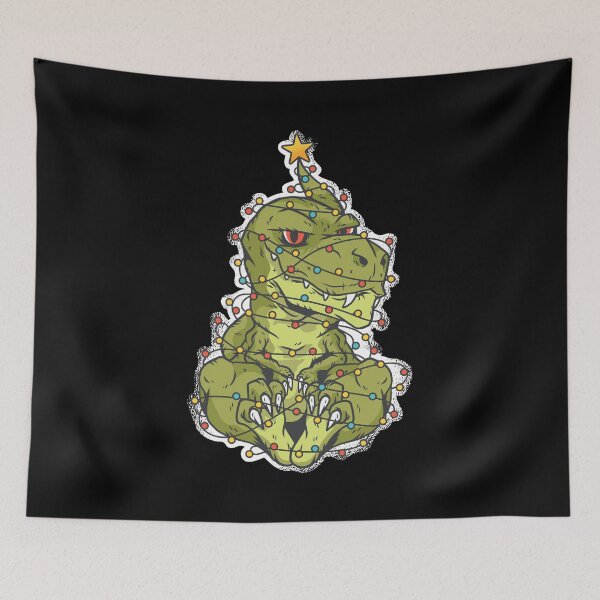 Item preview, Tree Rex Christmas - Dinosaur wrapped in x-mas lights designed and sold by arrowroses.