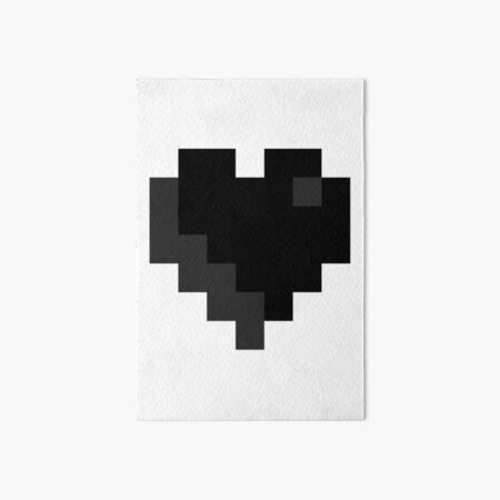 Black 8-Bit Heart Art Board Print