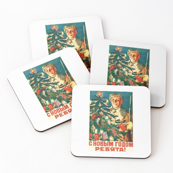 Item preview, "Happy new year guys!" - Soviet New Year Christmas WW2 WWII Soldier Soviet poster Soviet Propoganda PosterartUSSR designed and sold by ArtFay.