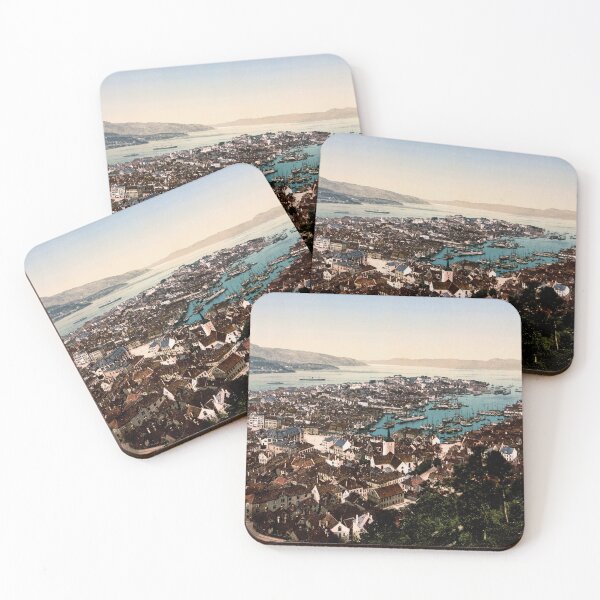 Item preview, Bergen in Hordaland Norway Panoramic View - Circa 1900 Photochrom designed and sold by warishellstore.