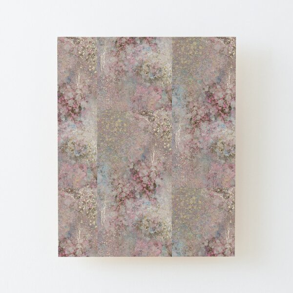Abstract Painting 090520.2, Pink and Gold Wood Mounted Print
