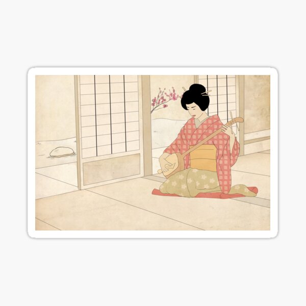 Geisha Playing Sticker