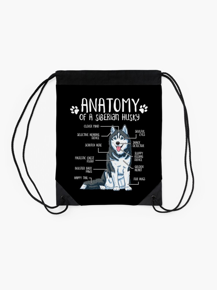 Alternate view of Funny Siberian Husky Anatomy Dog Lover Gift Drawstring Bag