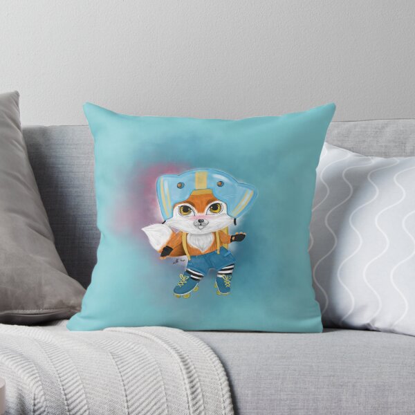 Fox on Skates Throw Pillow