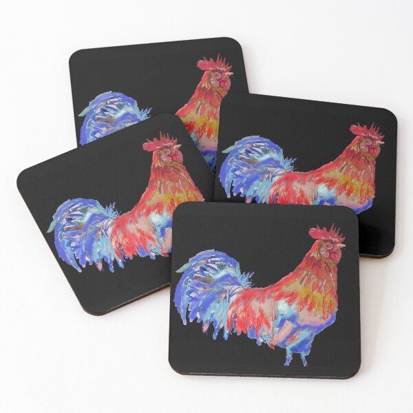 Item preview, Rooster Watercolor Painting Black - Chicken bird designed and sold by Sarah  Rajkotwala.