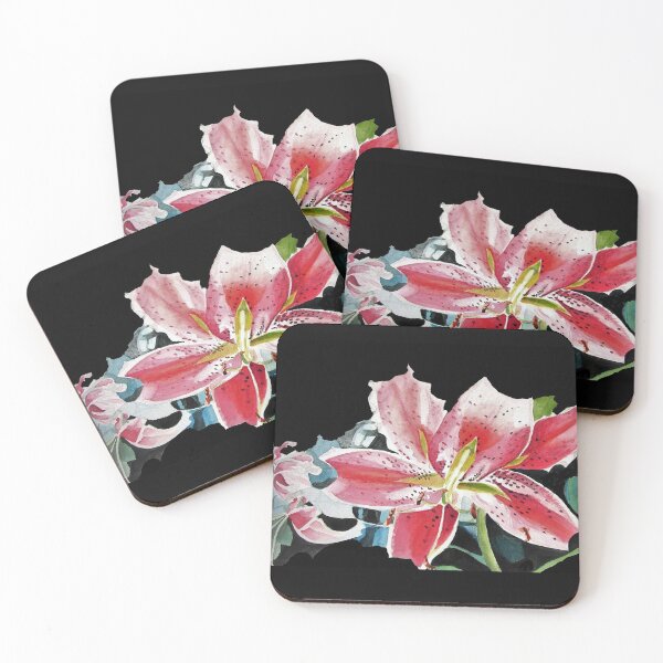 Item preview, Lily Watercolor Painting - Red on Black designed and sold by Sarah  Rajkotwala.