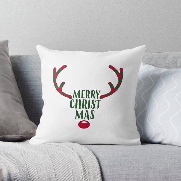 MERRY CHRISTMAS REINDEER GV Throw Pillow