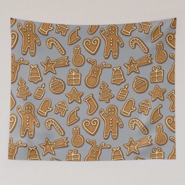 Item preview, Christmas gingerbread cookies grey pattern designed and sold by rocketdandy.