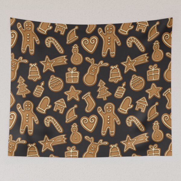 Item preview, Christmas gingerbread cookies black pattern designed and sold by rocketdandy.