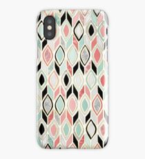 Patchwork Pattern in Coral, Mint, Black & White iPhone Case/Skin