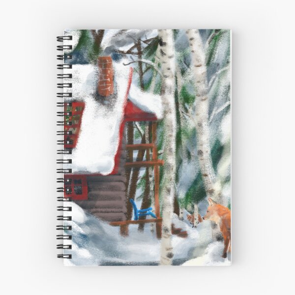 Aperçu de l'œuvre Cabane confortable dans les bois d'hiver créée et vendue par RainbowStudio.