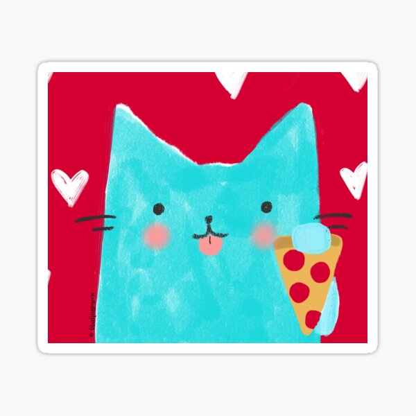 Cat and Pizza Sticker