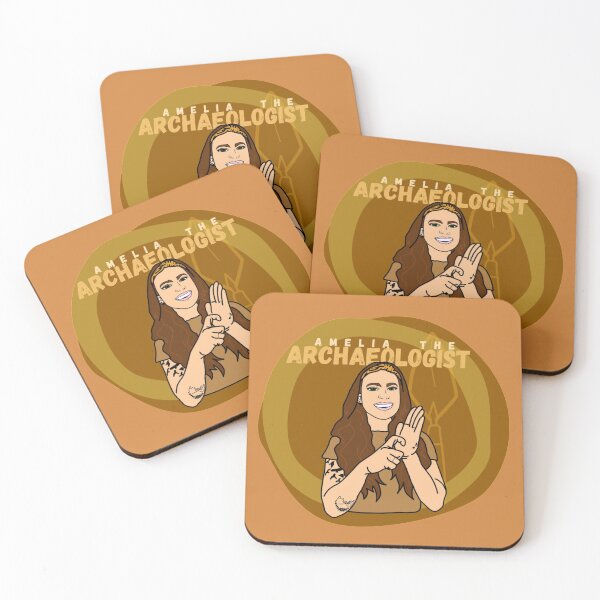 Amelia the Archaeologist Logo Coasters (Set of 4)