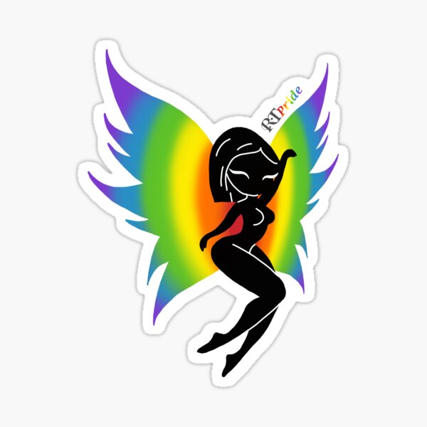 Item preview, Silhouette Fairy / Pixie, Rainbow wings designed and sold by RikkyTeesPride.