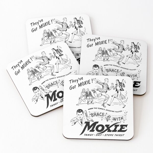 Aperçu de l'œuvre  reproduction d'une publicité de soda Moxie vers les années 50. Avec l'infâme Moxie Man. créée et vendue par Atomic Anachronism Art!.