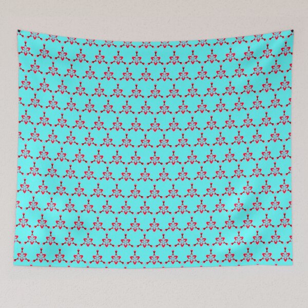 Item preview, ISPAHAN 4 pattern oriental stars triangles psychedelic electric turquoise blue red black designed and sold by dragonemma.