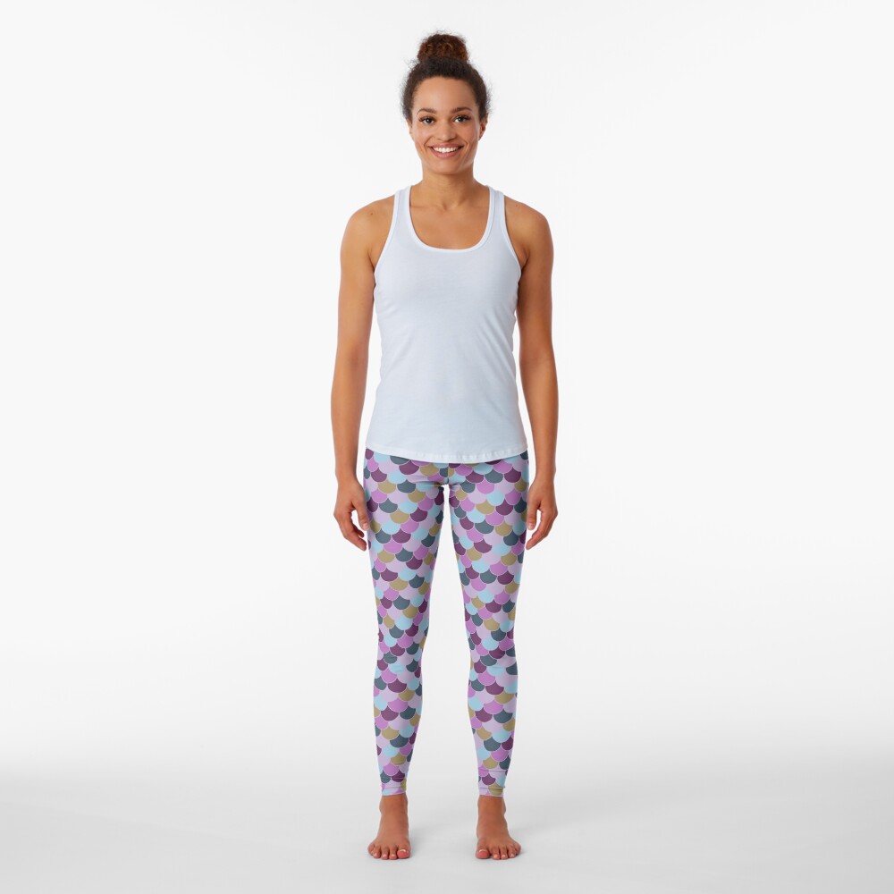Gold, Purple and Blue Scale Pattern Leggings