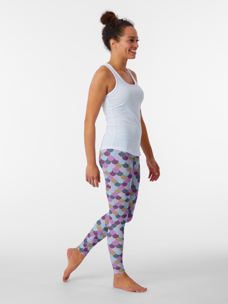 Discover Gold, Purple and Blue Scale Pattern Leggings