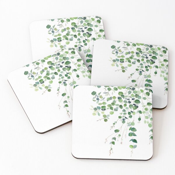 Eucalyptus Watercolor Coasters (Set of 4)